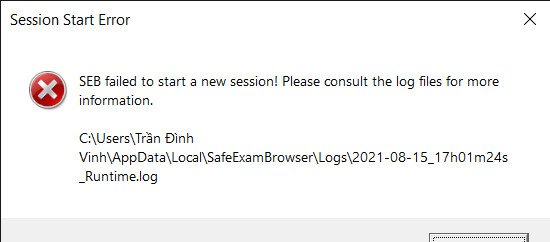 SEB failed to start a new session SEB