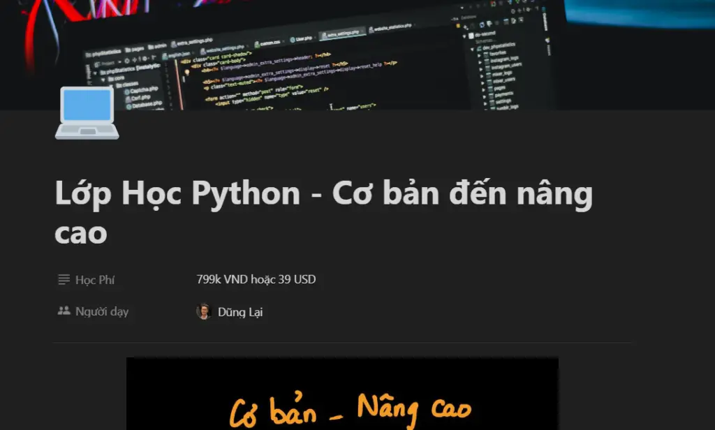 Khóa học Python Từ Cơ Bản Nâng Cao - Dũng Lại Lập Trình
