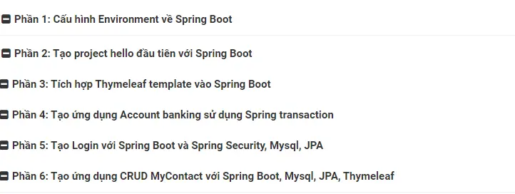 nội dung khóa học Fullstack Java Web với Spring Boot miễn phí