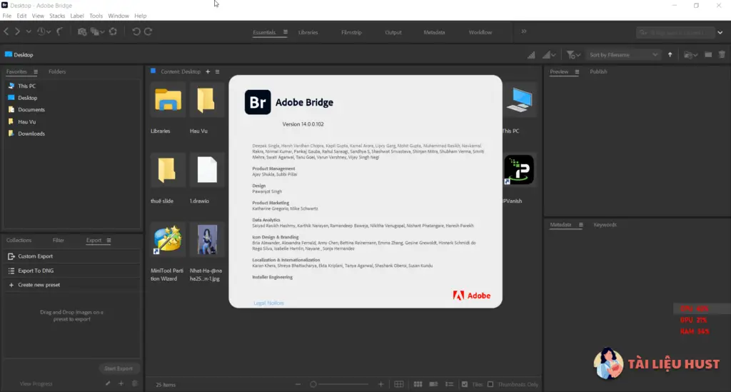 giao diện Adobe Bridge 