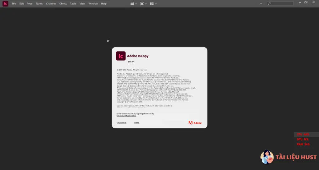 giao diện Adobe InCopy 2024